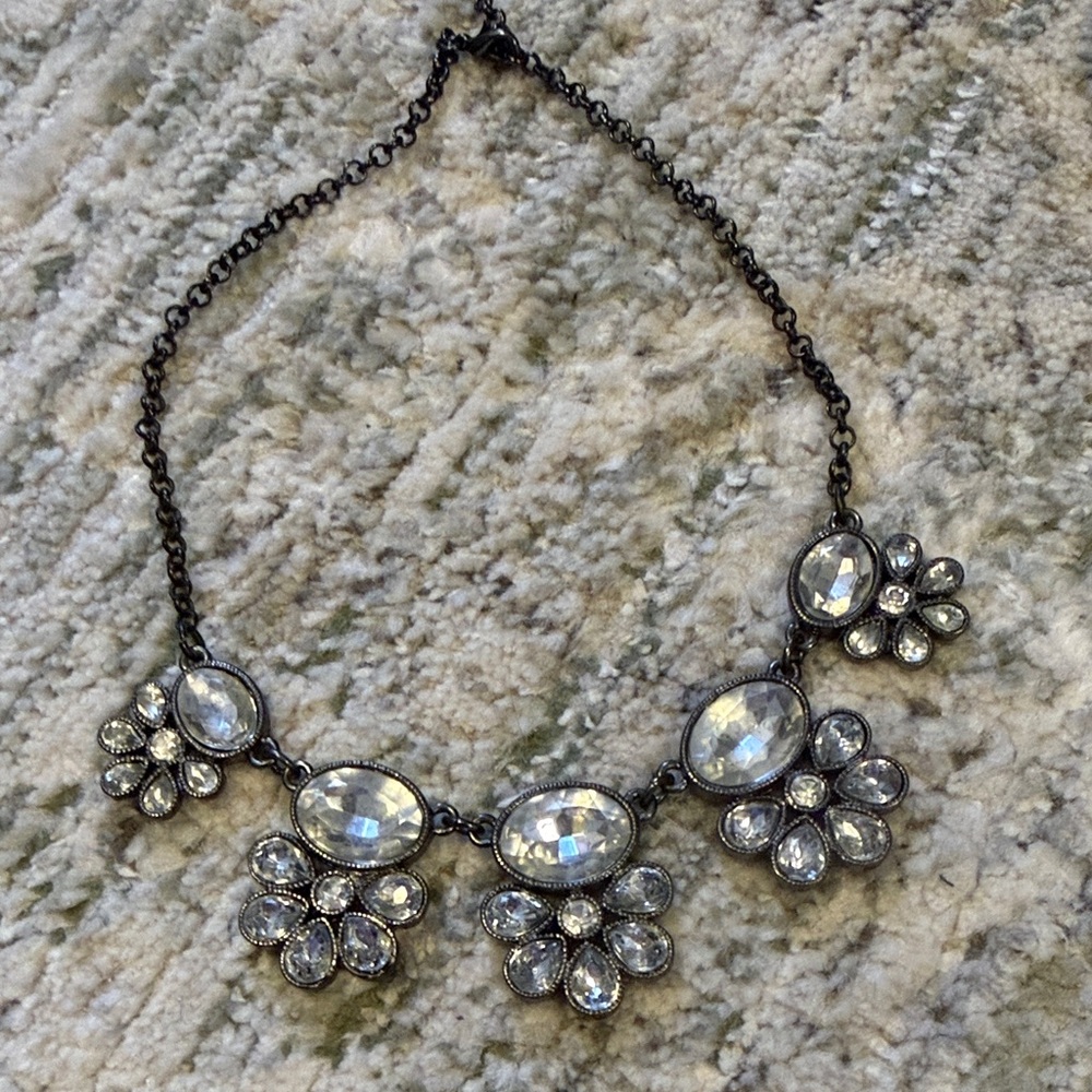 Crystal Statement Collar Necklace - Clear Stones